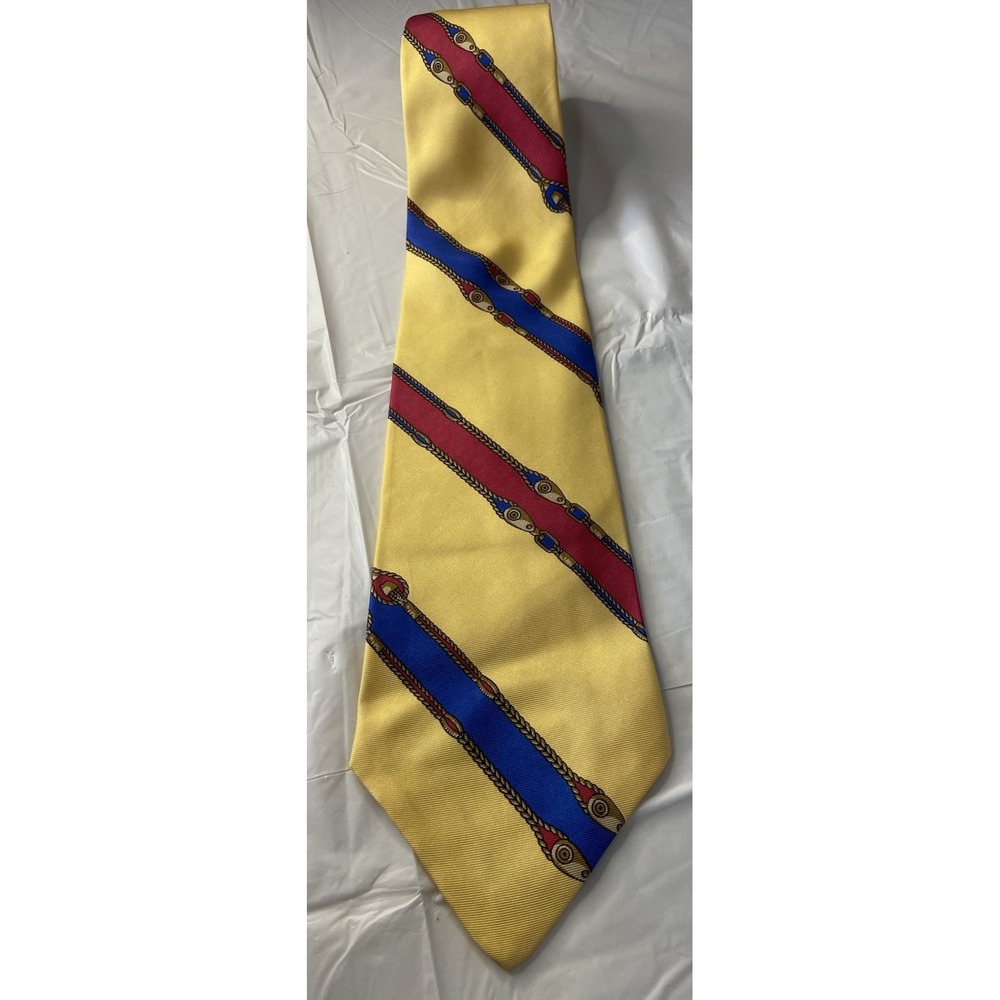 Polo Ralph Lauren 100% Silk-Hand Made In The USA- With Horse Bridles Accents Tie